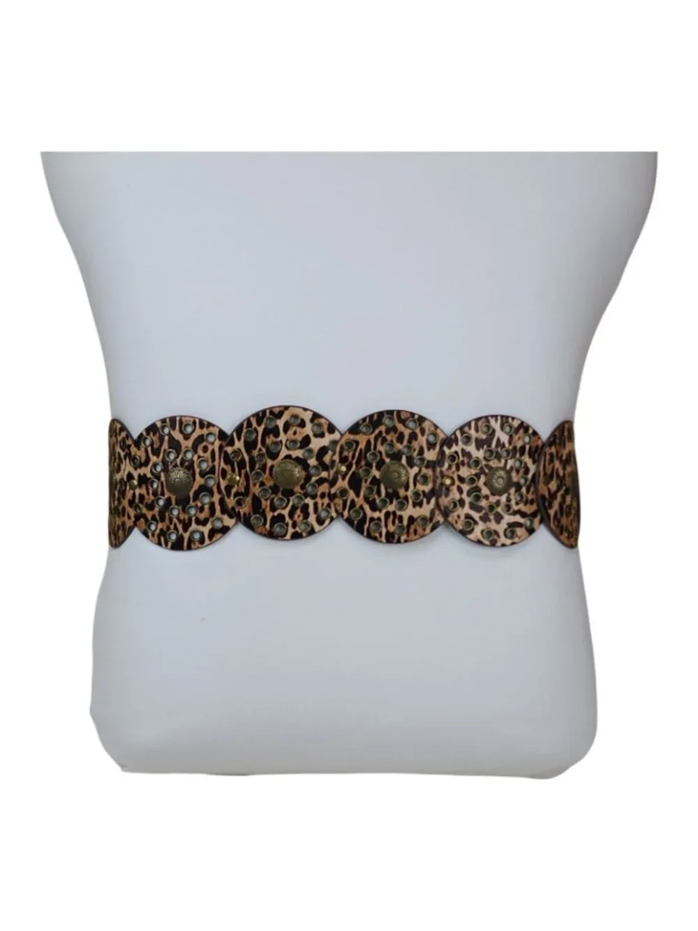 La Valentina Leopard Print Belt Concho With Medallion Accent M/L 48